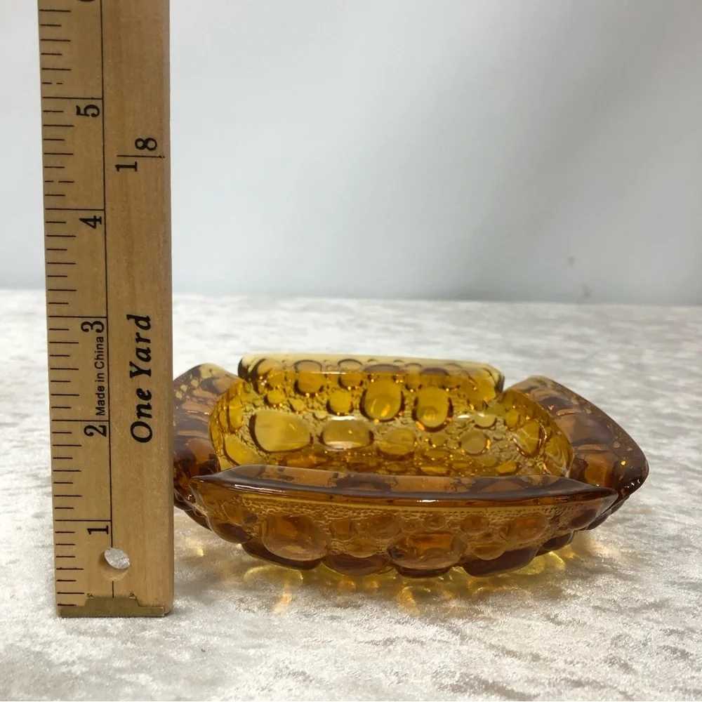 Vintage set of 2 Ashtrays bubble pebble art glass design